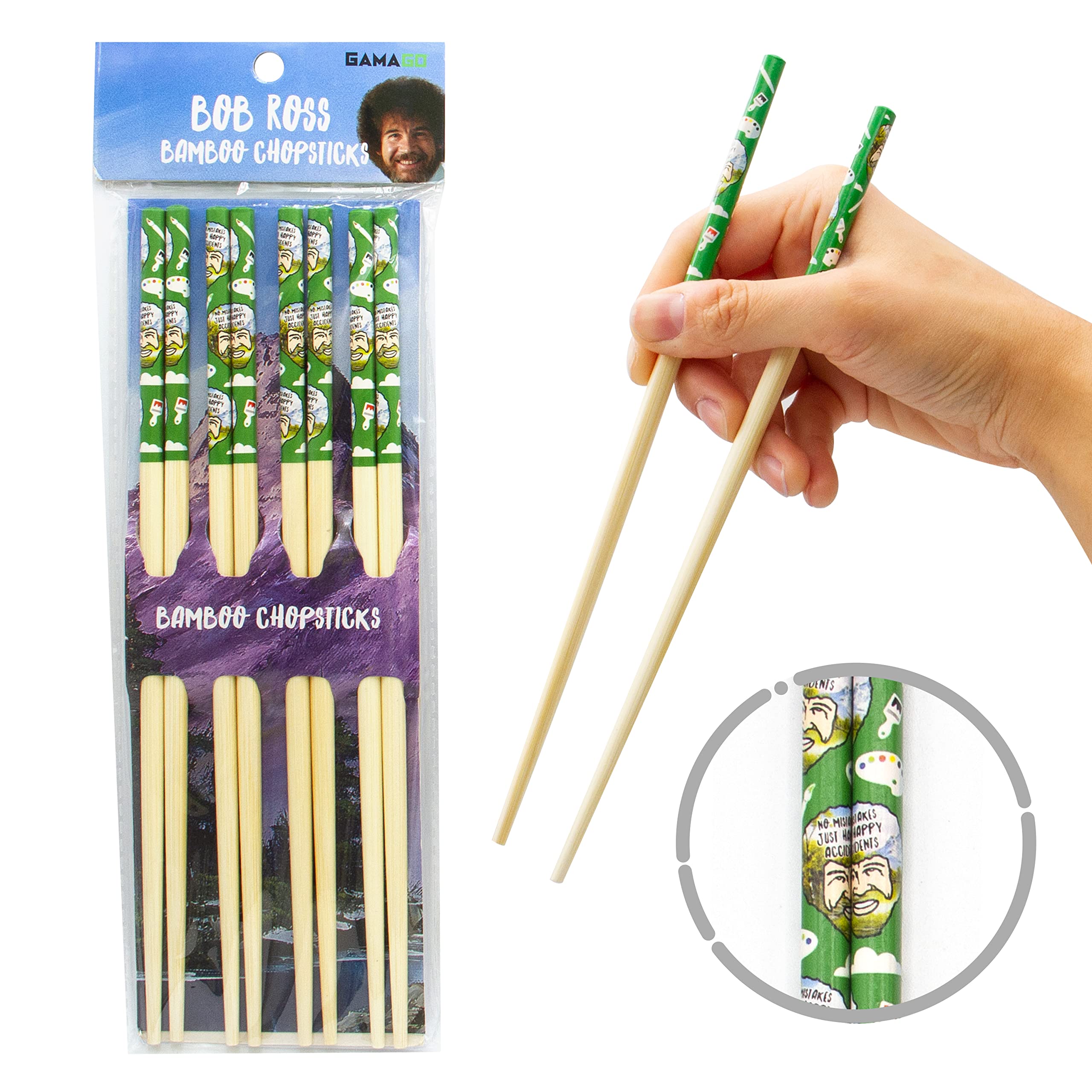Foto 2 pulgar | Juego De Palillos Gamago Bob Ross Bamboo  4 Pares  23 5 Cm - Venta Internacional.
