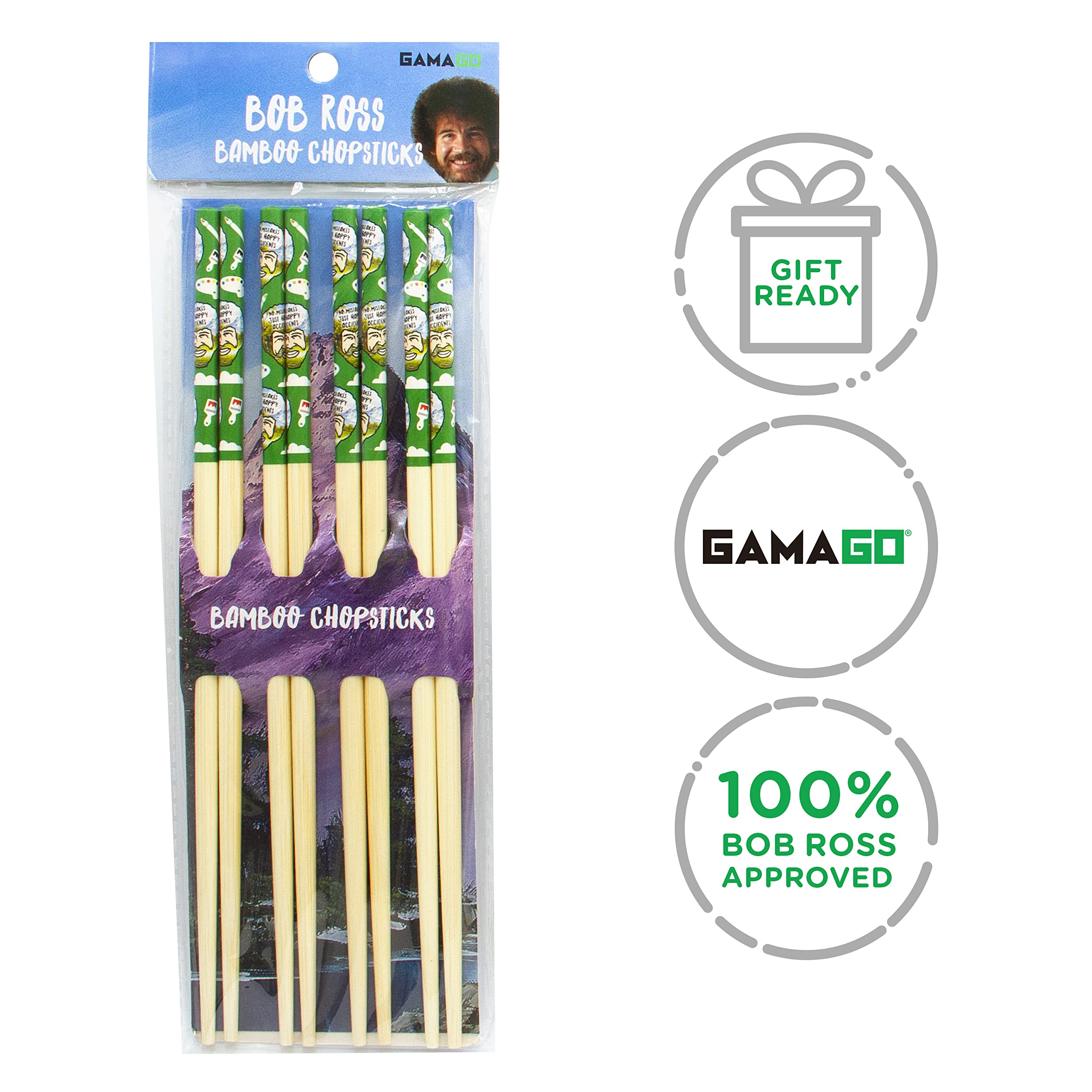 Foto 7 | Juego De Palillos Gamago Bob Ross Bamboo  4 Pares  23 5 Cm - Venta Internacional.