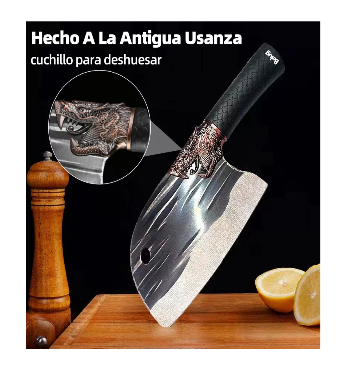 Foto 6 pulgar | Cuchillos Para Carnicero Cabeza Deshuesar Redonda Para Cocina 3 Pzs Belug,  Negro