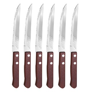 Foto 2 | 6 Cuchillos Para Asado Carne De Sierra Y Mango De Madera 4.5'' Pulgadas Vencort