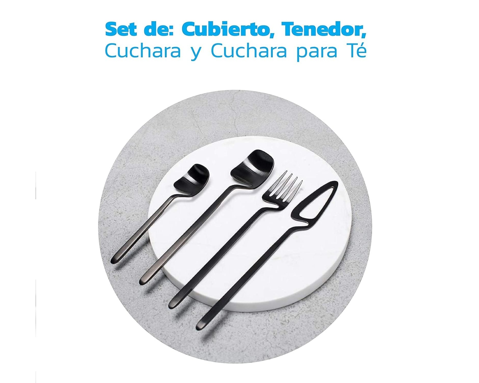 Foto 5 pulgar | Juego de Cubiertos Bluelander Acero Inoxidable color Negro 16 Piezas