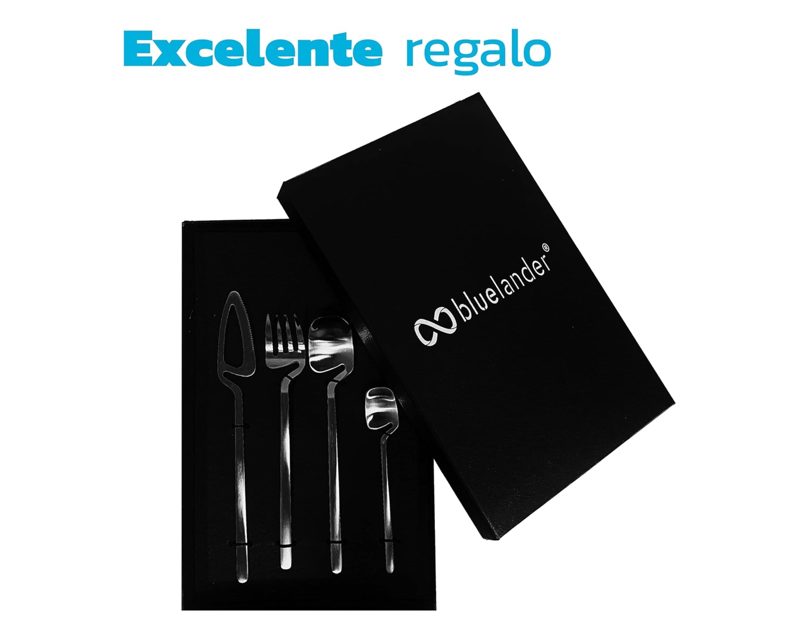 Foto 6 | Juego de Cubiertos Bluelander Acero Inoxidable color Negro 16 Piezas