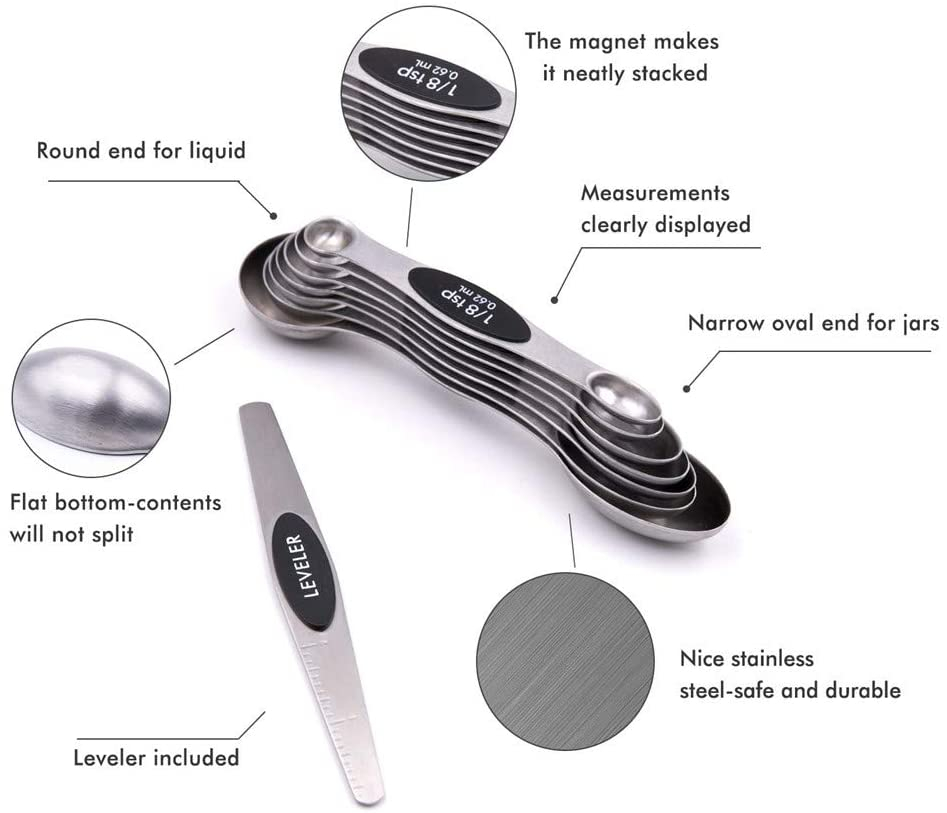 Foto 3 pulgar | Venta Internacional- Cucharas Medidoras Jieyou de Acero Inoxidable Magnéticas de Doble Cara