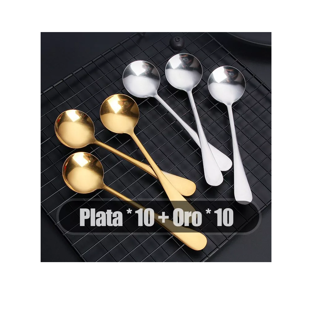 Foto 4 pulgar | Cucharas de Café Belug Acero Inoxidable Plata y Dorado 20 Piezas