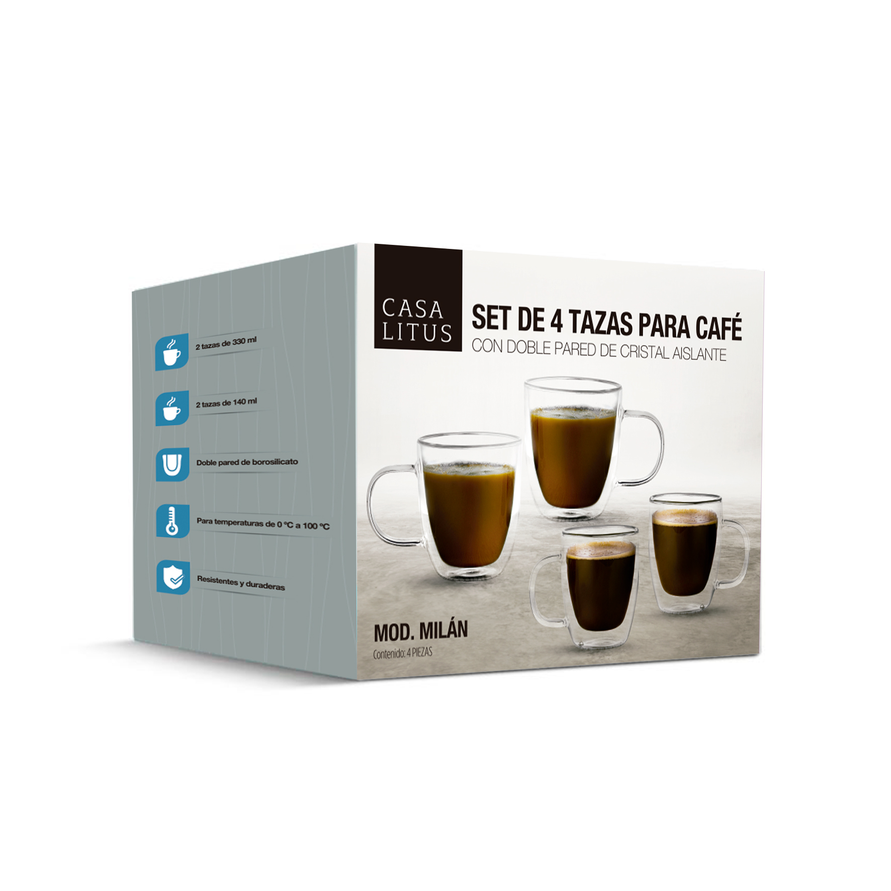 Foto 9 pulgar | Tazas para Café de Doble Pared Térmica/ 4pz/ 330ml y 140ml