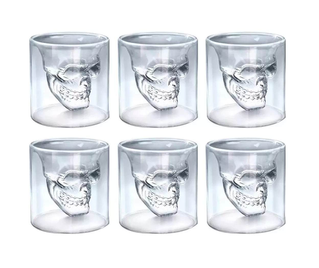 Foto 2 pulgar | Vasos Calaca Shot Tequilero Belug Pack 6 Vaso Vidrio Calavera 75 Ml Transparente