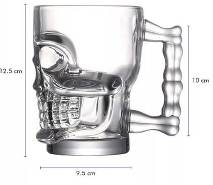 Foto 4 pulgar | Set de 6 Tarros Cráneo para Cerveza de Vidrio 500 ml