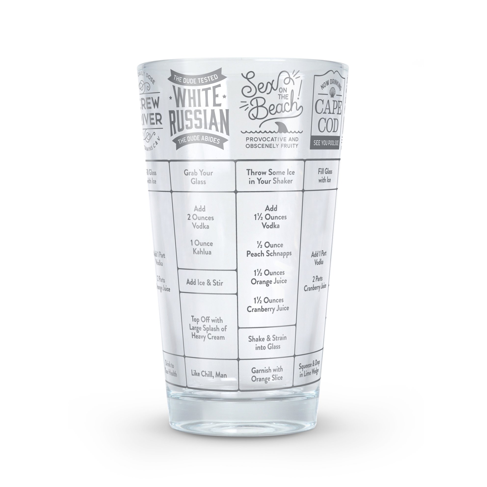 Foto 4 pulgar | Vaso con Recetas de Cóctel para Vodka Genuine Fred Good Measure 16 Onzas - Venta Internacional