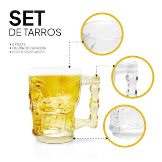Foto 4 | Tarros de Cerveza Andromeda Inc Diseño de Calavera 6 Piezas