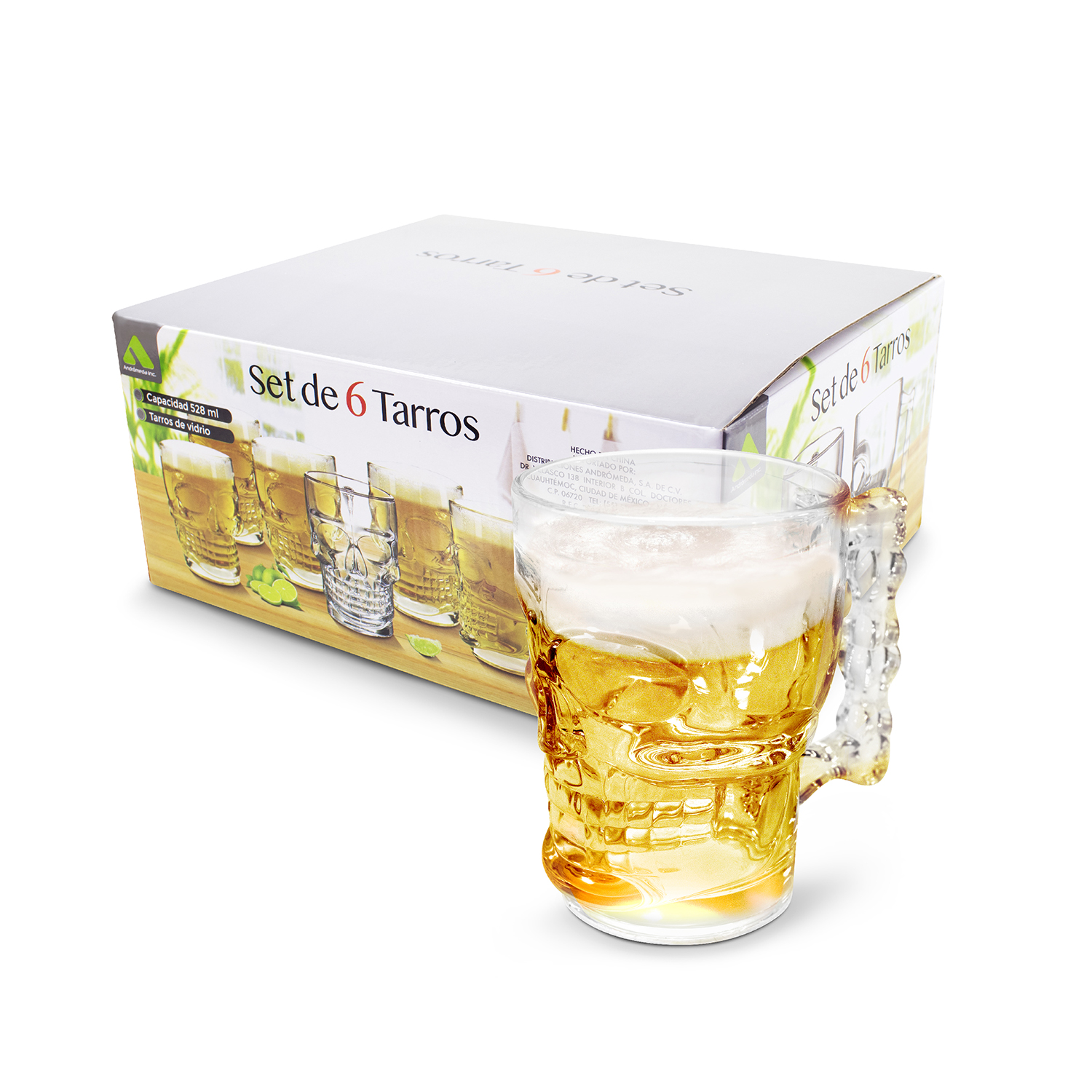 Foto 6 | Tarros de Cerveza Andromeda Inc Diseño de Calavera 6 Piezas