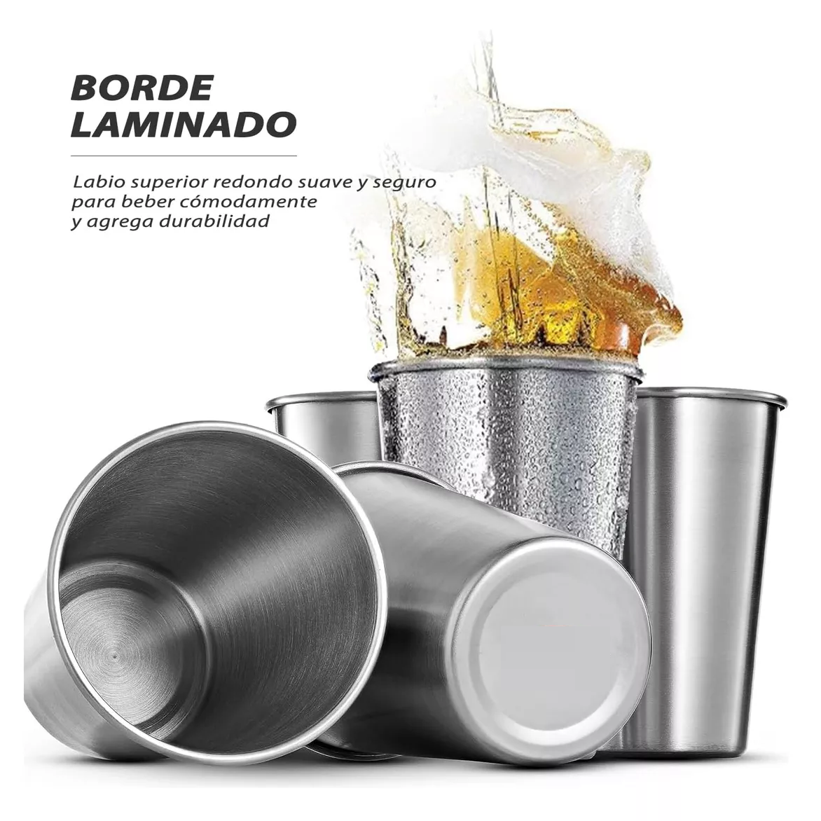 Foto 4 pulgar | Vasos Acero Inoxidable 500 Ml Para Cerveza 6 Pzs, Plata