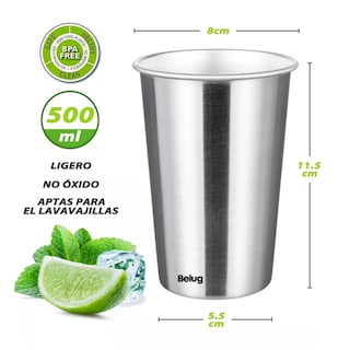 Foto 2 | Vasos Acero Inoxidable 500 Ml Para Cerveza 6 Pzs, Plata Belug