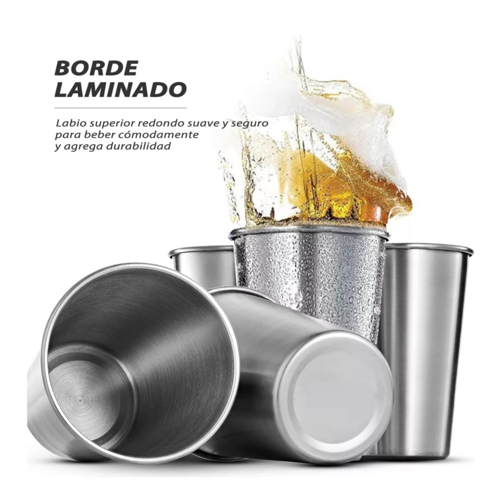 Foto 4 pulgar | Vasos Acero Inoxidable 500 Ml Para Cerveza 6 Pzs, Plata Belug