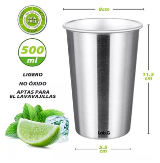 Foto 2 | Vasos Acero Inoxidable Lab.g 500 Ml Para Cerveza 6 Pzs, Plata