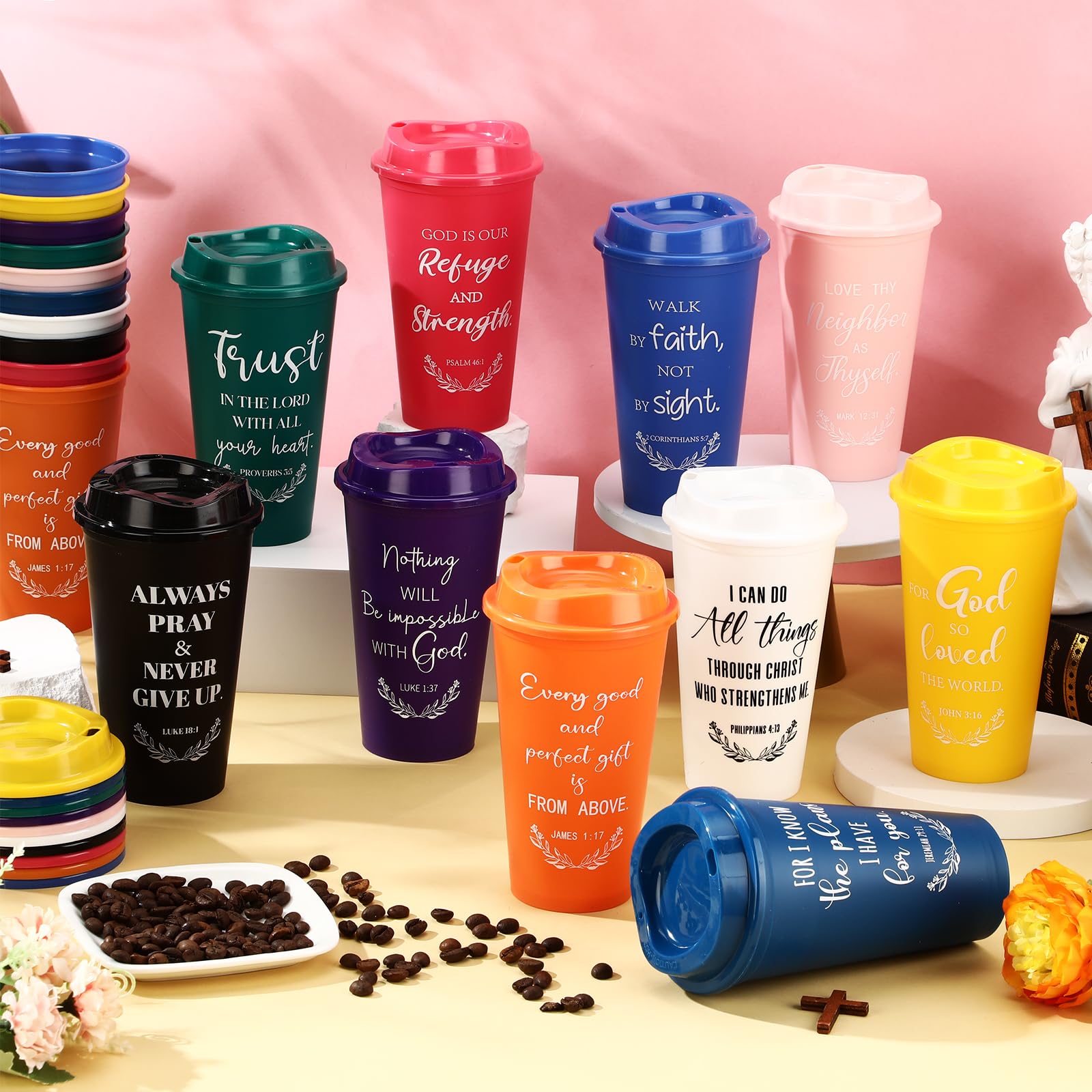 Foto 4 pulgar | Tazas De Café Skylety Bible Verse, 470 Ml, Paquete De 60 Unidades Con Tapa - Venta Internacional.