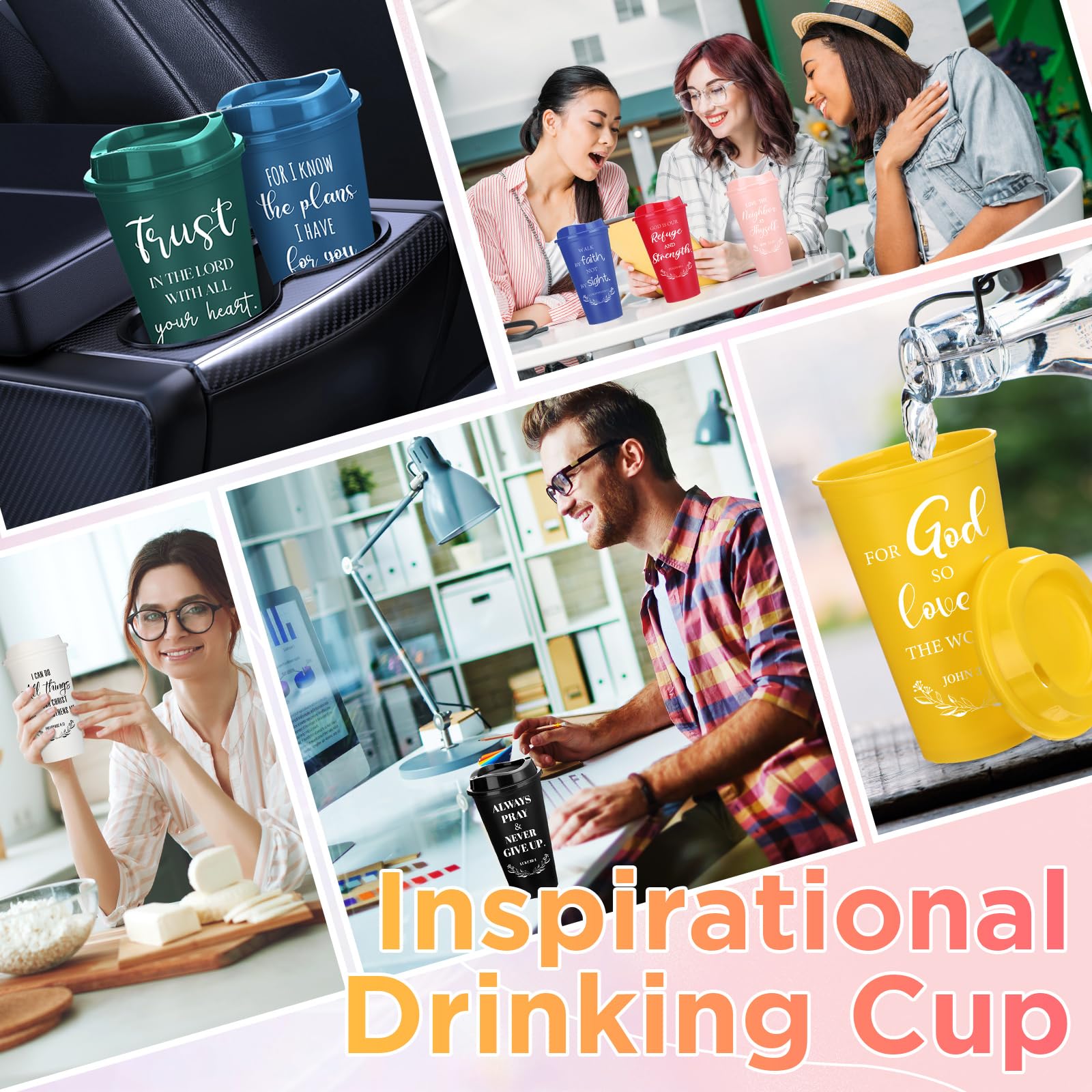 Foto 6 pulgar | Tazas De Café Skylety Bible Verse, 470 Ml, Paquete De 60 Unidades Con Tapa - Venta Internacional.