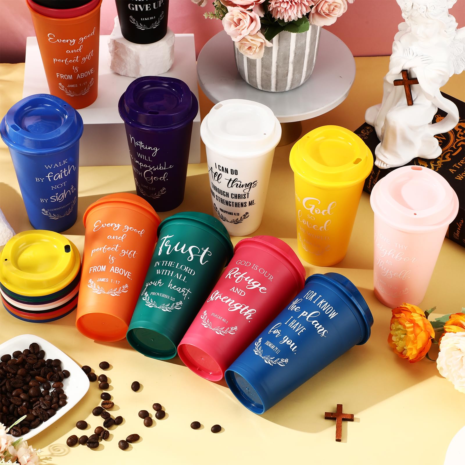 Foto 7 pulgar | Tazas De Café Skylety Bible Verse, 470 Ml, Paquete De 60 Unidades Con Tapa - Venta Internacional.