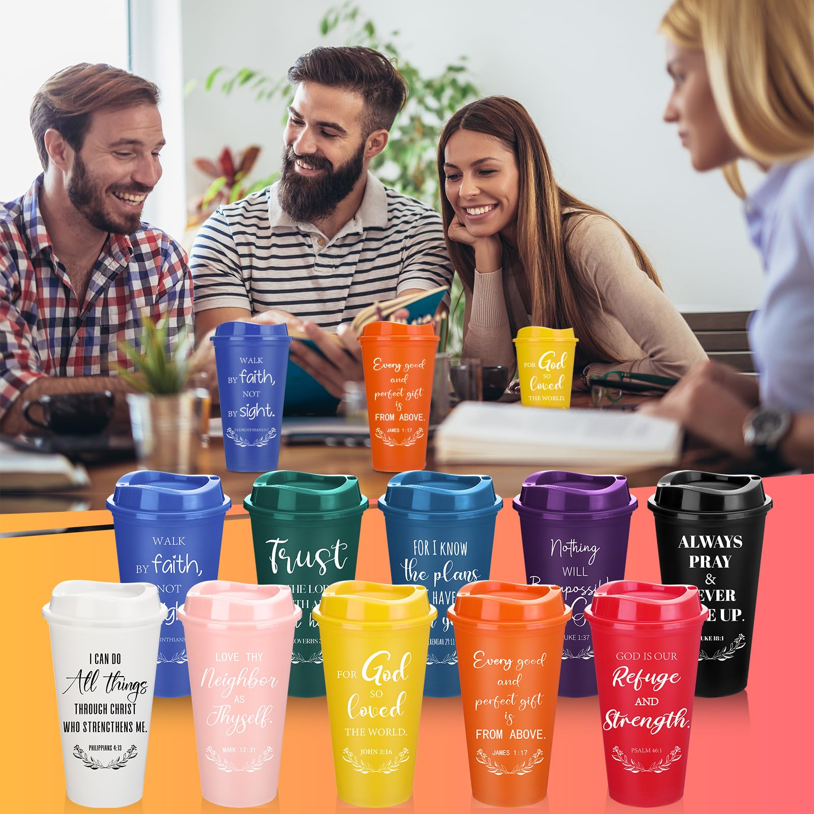 Foto 8 pulgar | Tazas De Café Skylety Bible Verse, 470 Ml, Paquete De 60 Unidades Con Tapa - Venta Internacional.