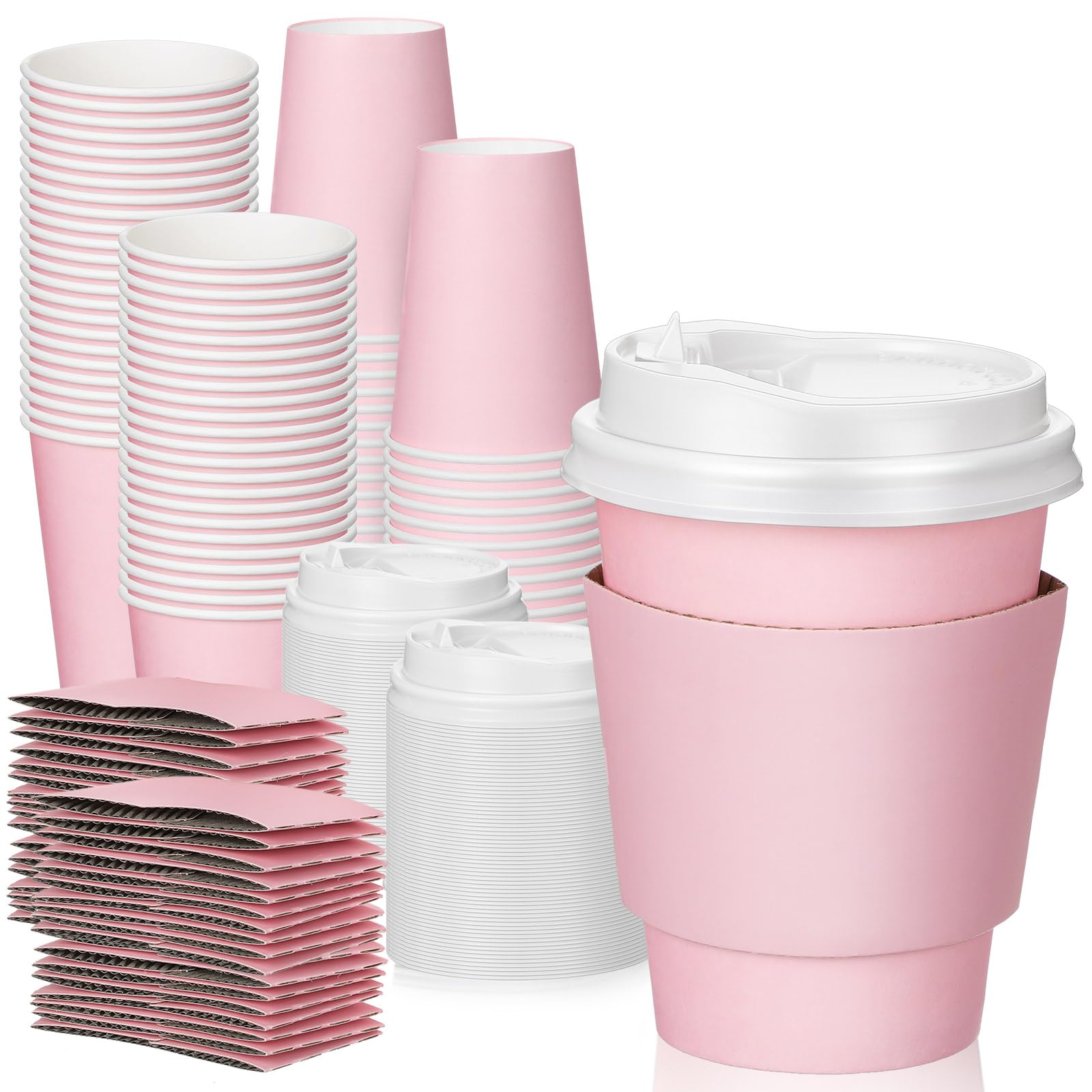 Foto 2 pulgar | Vasos De Café Desechables Patelai 350 Ml Con Tapas Y Fundas, 100 Unidades - Venta Internacional.