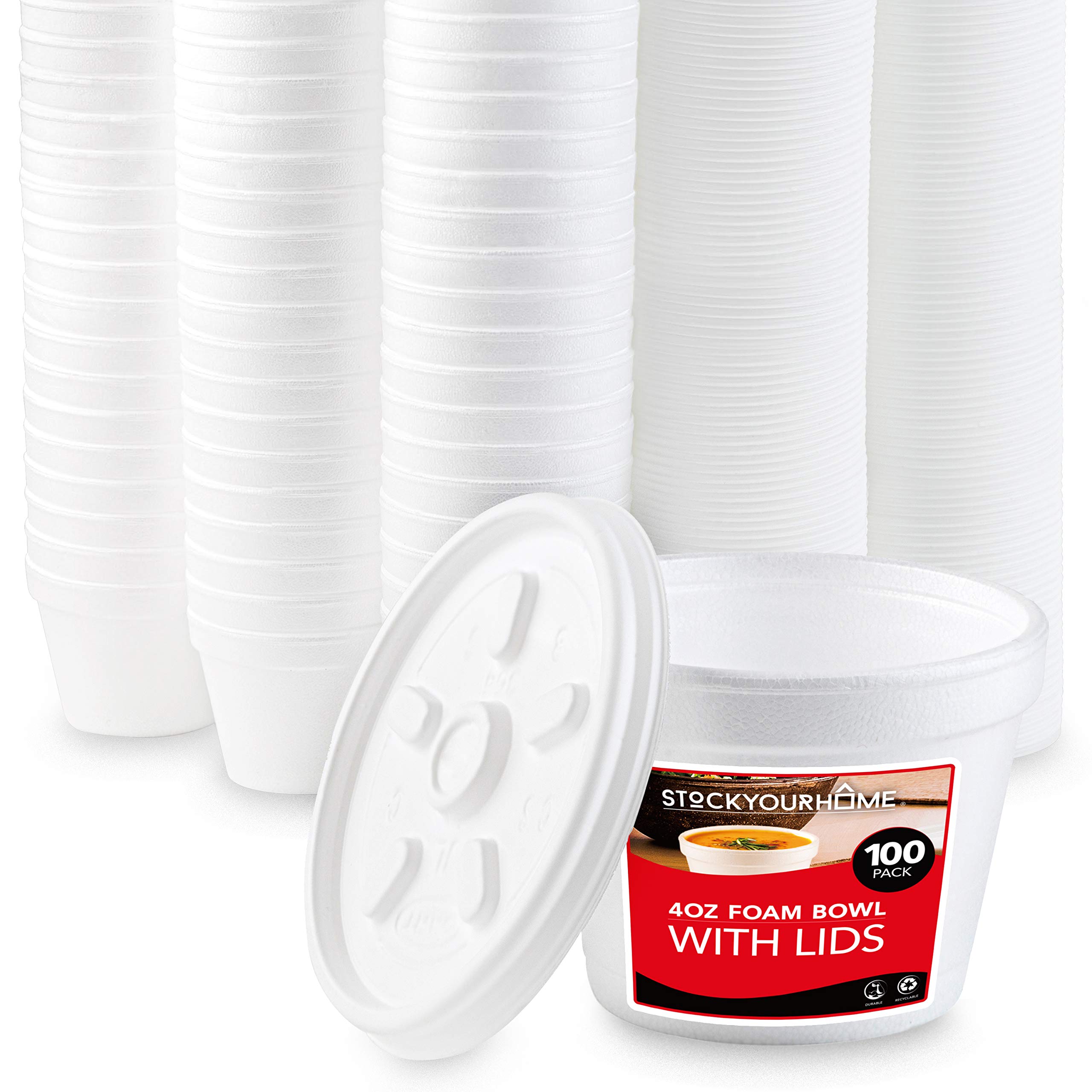 Foto 1 | Cuencos De Espuma Stock Your Home De 120 Ml Con Tapas (100 Unidades) Aislantes - Venta Internacional.