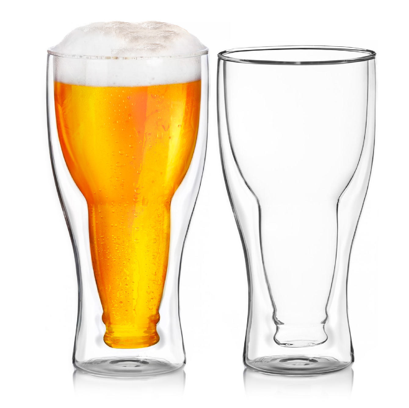 Foto 2 pulgar | Magmalife Set De 2 Vasos De Cristal Con Doble Pared 350 Ml Ideal Para Cerveza O Refresco Mantiene Bebidas Frías Elegant
