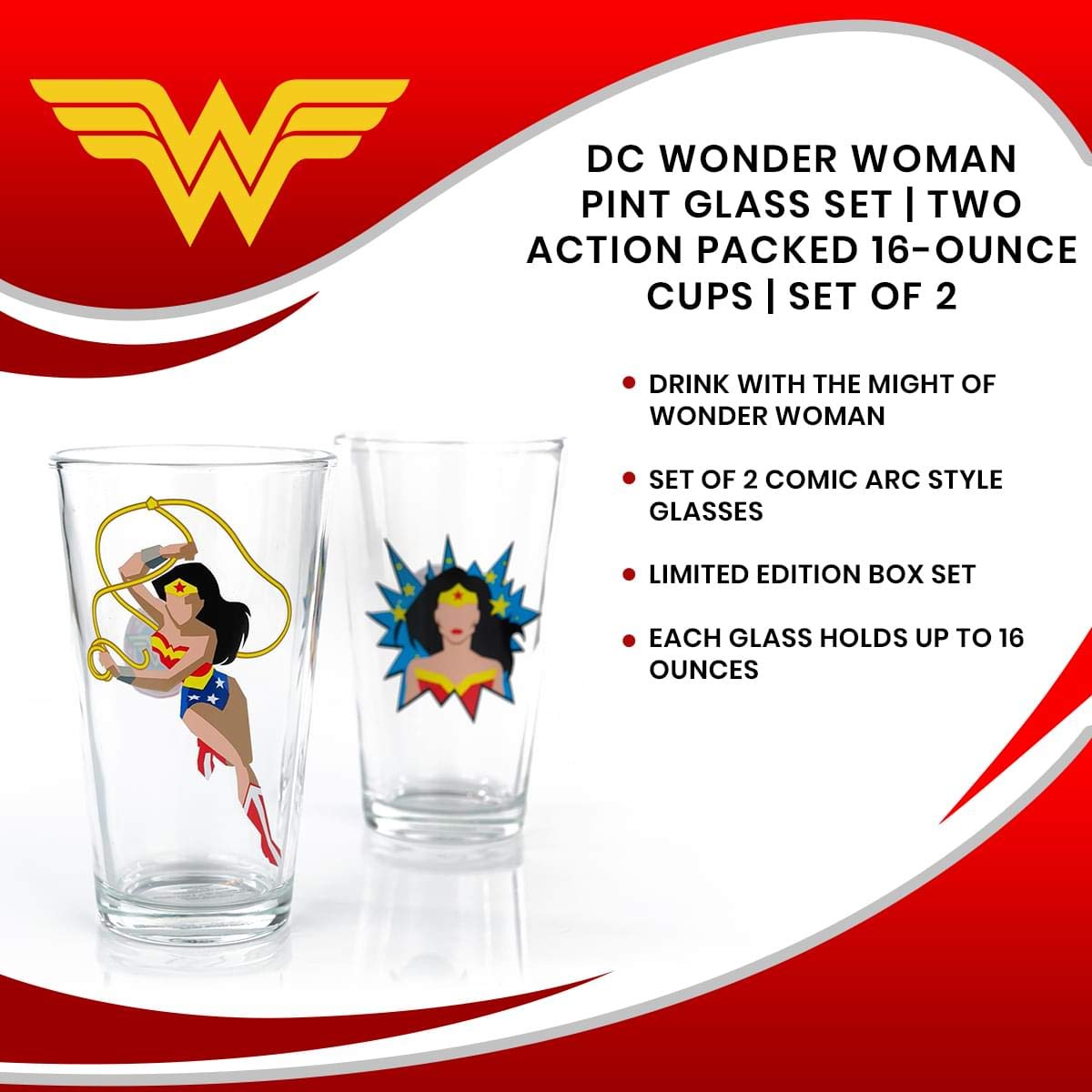 Foto 8 pulgar | Set De Vasos De Pinta Underground Toys Dc Wonder Woman 480 Ml X2 - Venta Internacional.