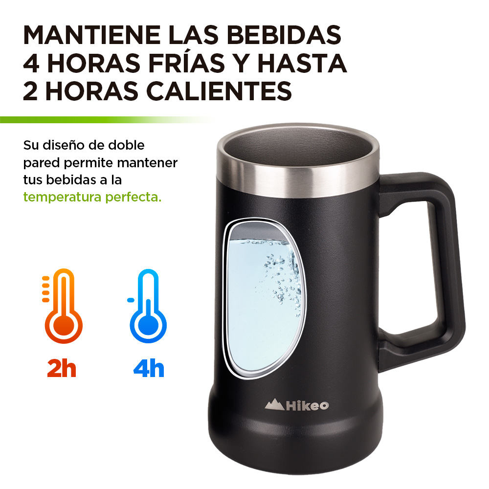 Foto 3 | Tarros Cerveceros De Acero Inoxidable Vaso Térmico 730 Ml 2 Piezas, Hikeo, Negro, 83468-bl