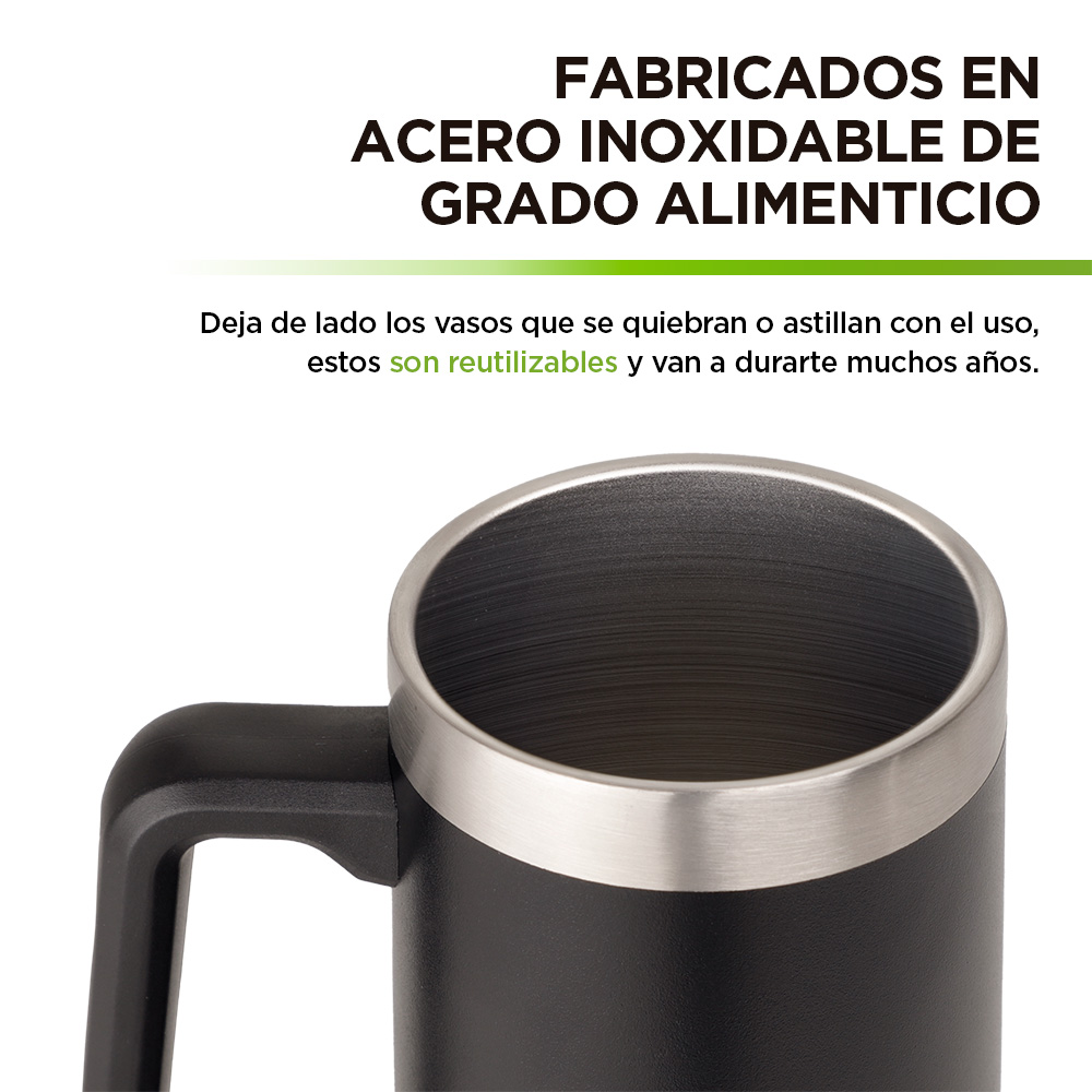 Foto 7 pulgar | Tarros Cerveceros De Acero Inoxidable Vaso Térmico 730 Ml 2 Piezas, Hikeo, Negro, 83468-bl