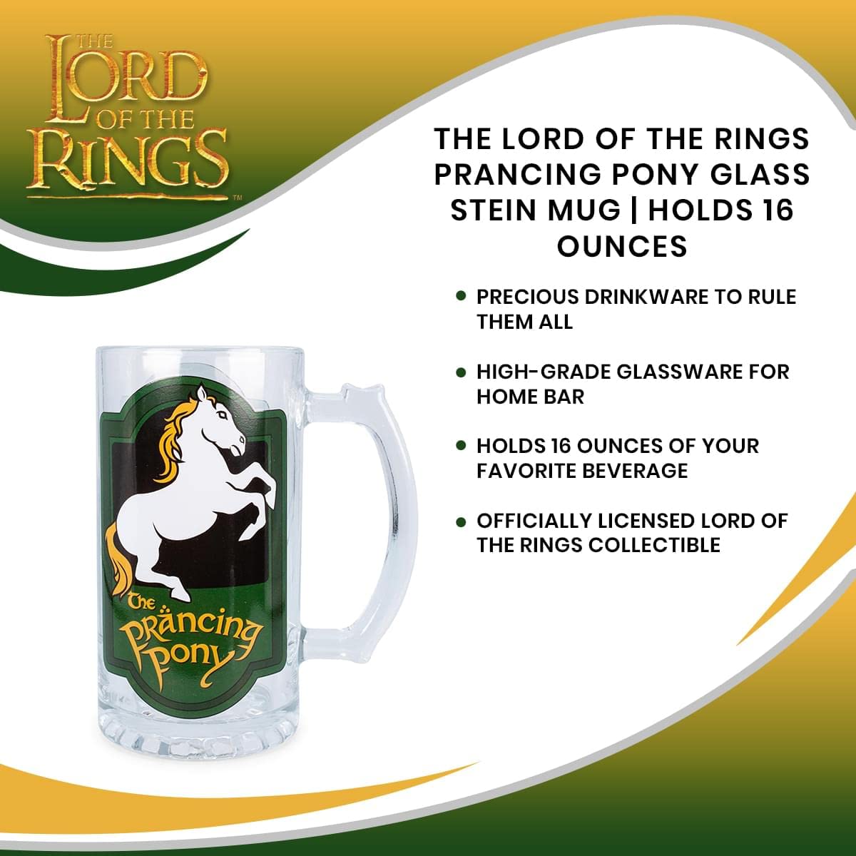 Foto 7 pulgar | Taza De Cristal Silver Buffalo The Lord Of The Rings, 480 Ml - Venta Internacional.