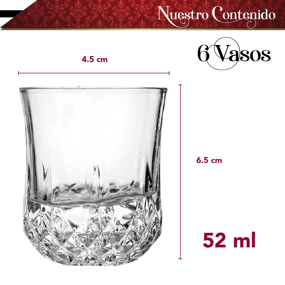 Foto 3 pulgar | Set de Vasos Tequileros CHIC FANTASY SWG2020 color Transparente 6 Piezas