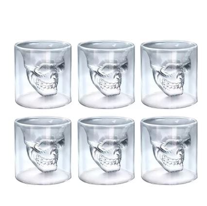 Vasos Shot Tequileros de Vidrio en Forma de Calavera 75 ml 6 piezas Transparentes $606