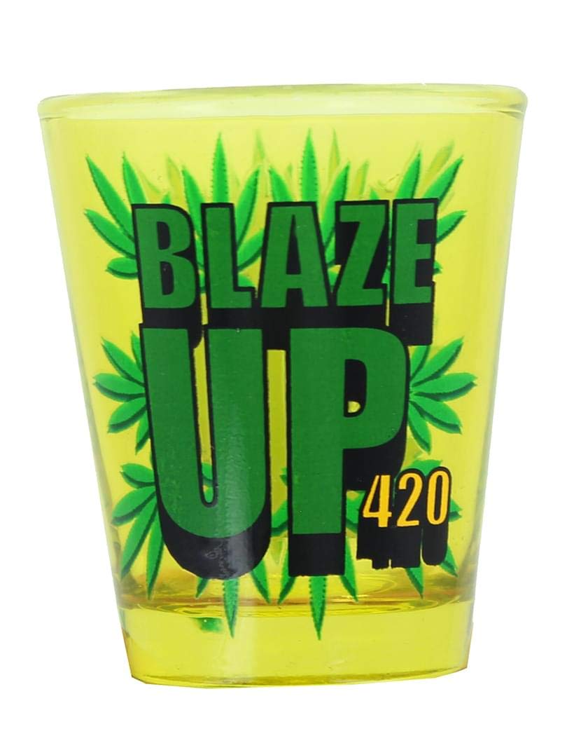 Foto 2 | Vidrio Amarillo Shot Glass Just Funky Blaze Up 420 Print De 45 Ml - Venta Internacional.