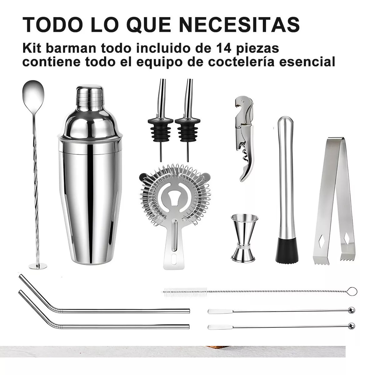 Foto 4 pulgar | Kit de Accesorios de Coctelería Malubero color Plata 750 ML 14 PZAS