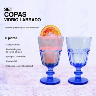 Foto 5 | Juego De 6a Cops De Vidrio Labrado 270 Ml