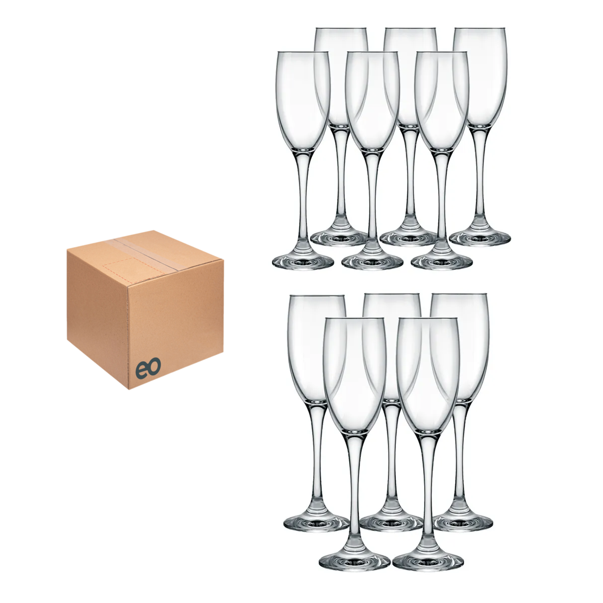 Foto 2 pulgar | Set 12 Piezas Copas Flauta Champagne Vidrio 190 Ml Eo Safe Imports Esi-20726 Transparente