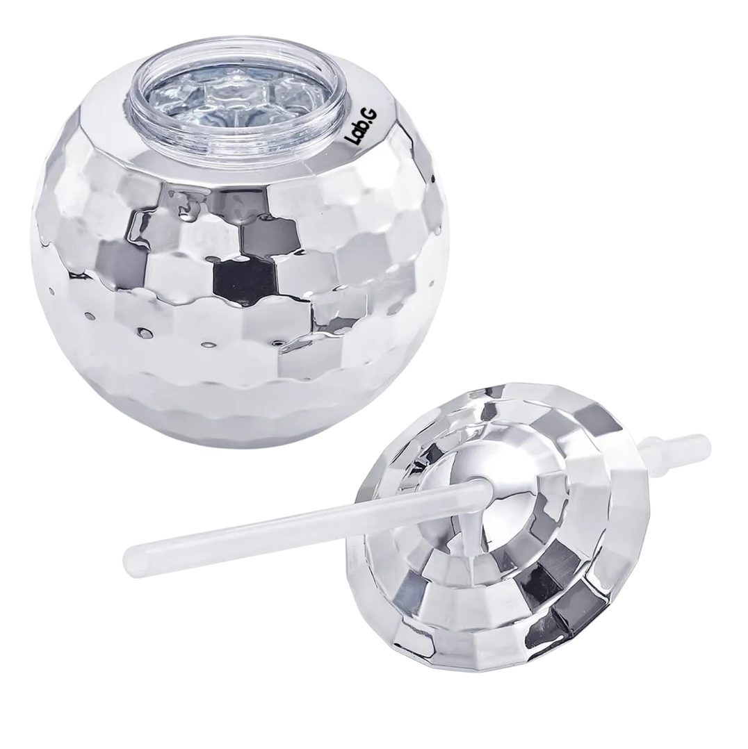 Foto 2 pulgar | Vaso Esfera Bola Disco Ball Popote 600ml Fiesta Copa Espejo