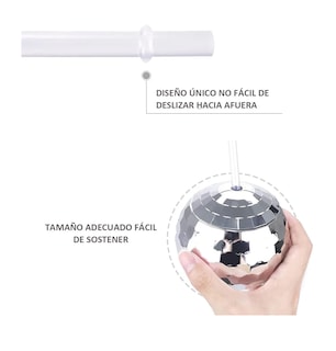 Foto 2 | Vaso Esfera Bola Disco Ball Popote 600ml Fiesta Copa Espejo