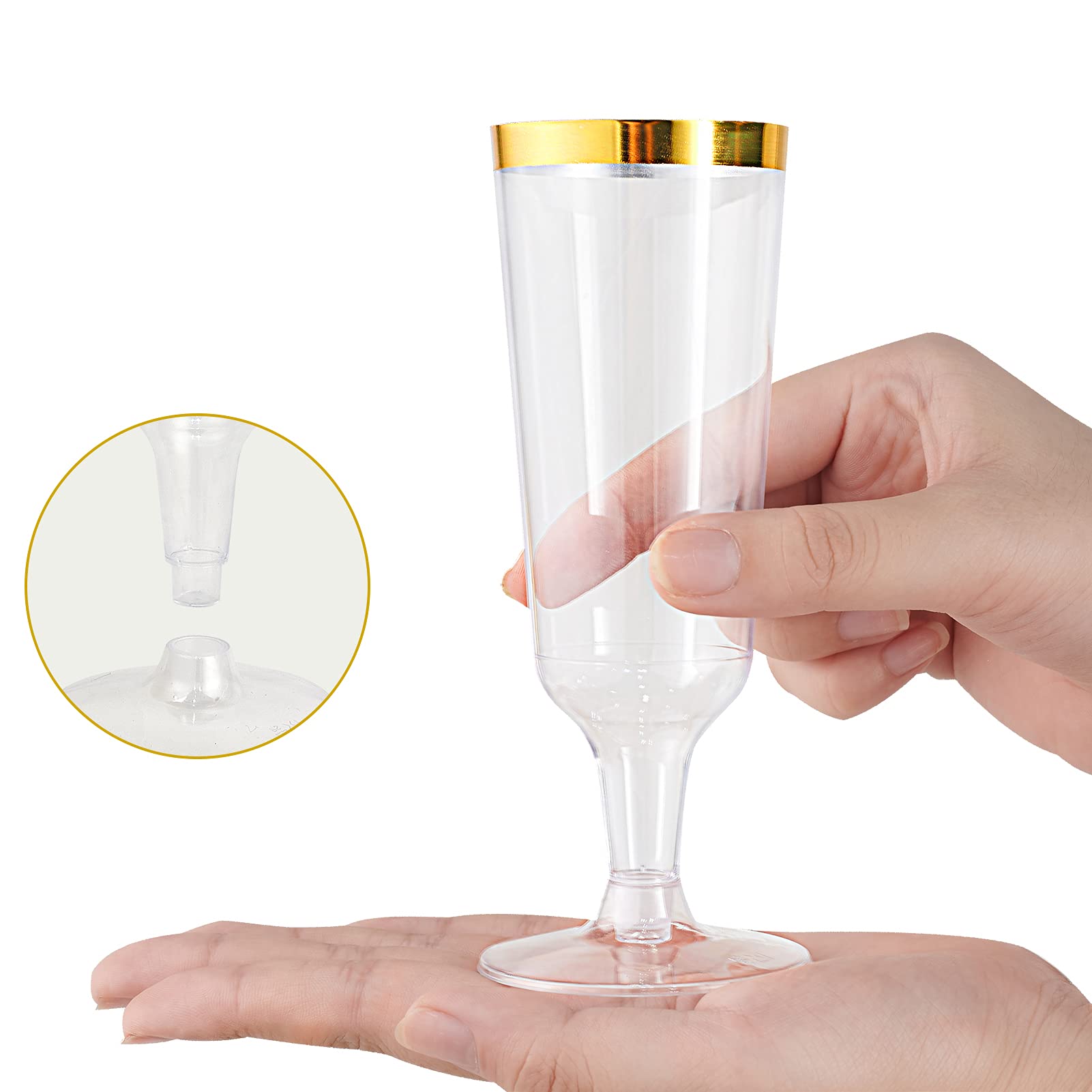 Foto 8 pulgar | Copas De Champán Jolly Chef Desechables  150 Ml (paquete De 50)  Borde Dorado - Venta Internacional.