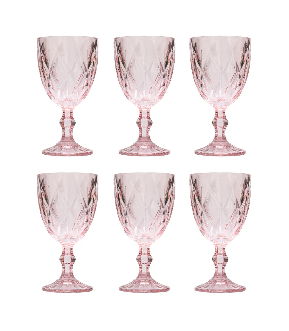 Foto 3 pulgar | Juego 6 Copas De Vino Grande Agua Vidrio Cristal Color 325ml Rosa