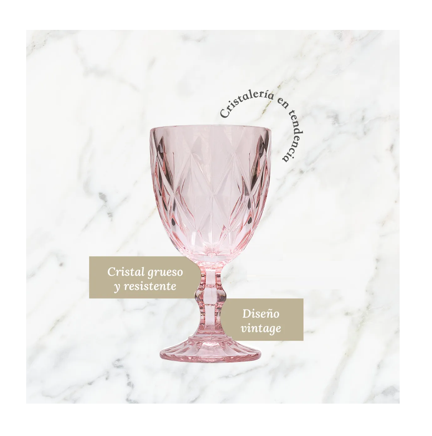 Foto 4 pulgar | Juego 6 Copas De Vino Grande Agua Vidrio Cristal Color 325ml Rosa