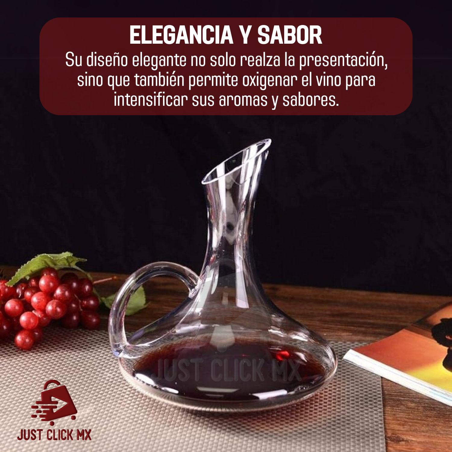 Foto 2 | Set Decantador De Vino Con 6 Copas De Cristal Elegante