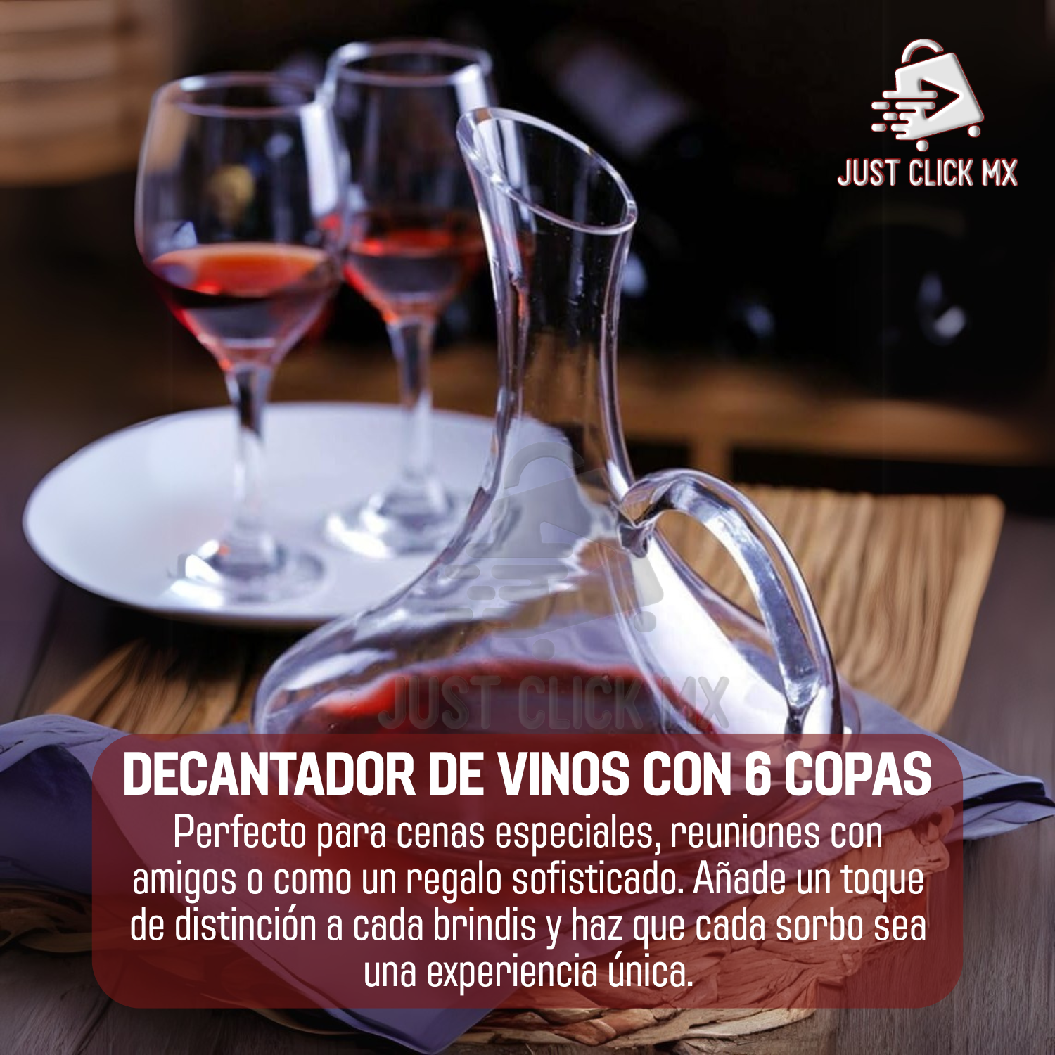 Foto 4 | Set Decantador De Vino Con 6 Copas De Cristal Elegante