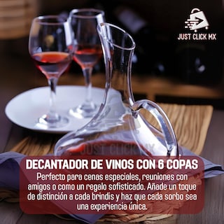 Foto 4 | Set Decantador De Vino Con 6 Copas De Cristal Elegante