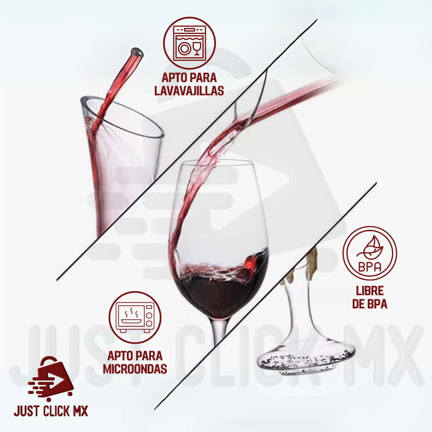 Foto 6 | Set Decantador De Vino Con 6 Copas De Cristal Elegante