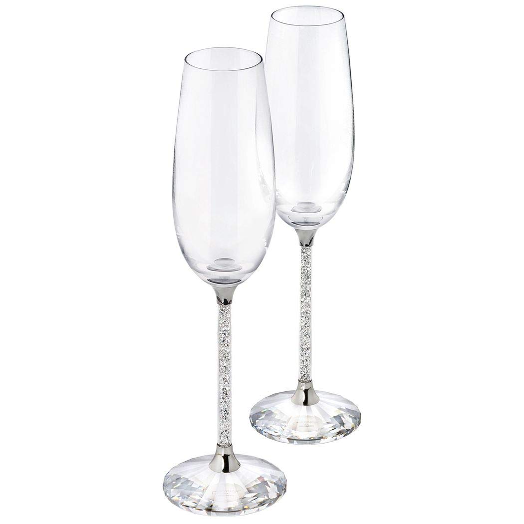 Foto 2 pulgar | Juego De 2 Flautas Para Tostar, Cristal Transparente Y Cristalino De Swarovski - Venta Internacional.