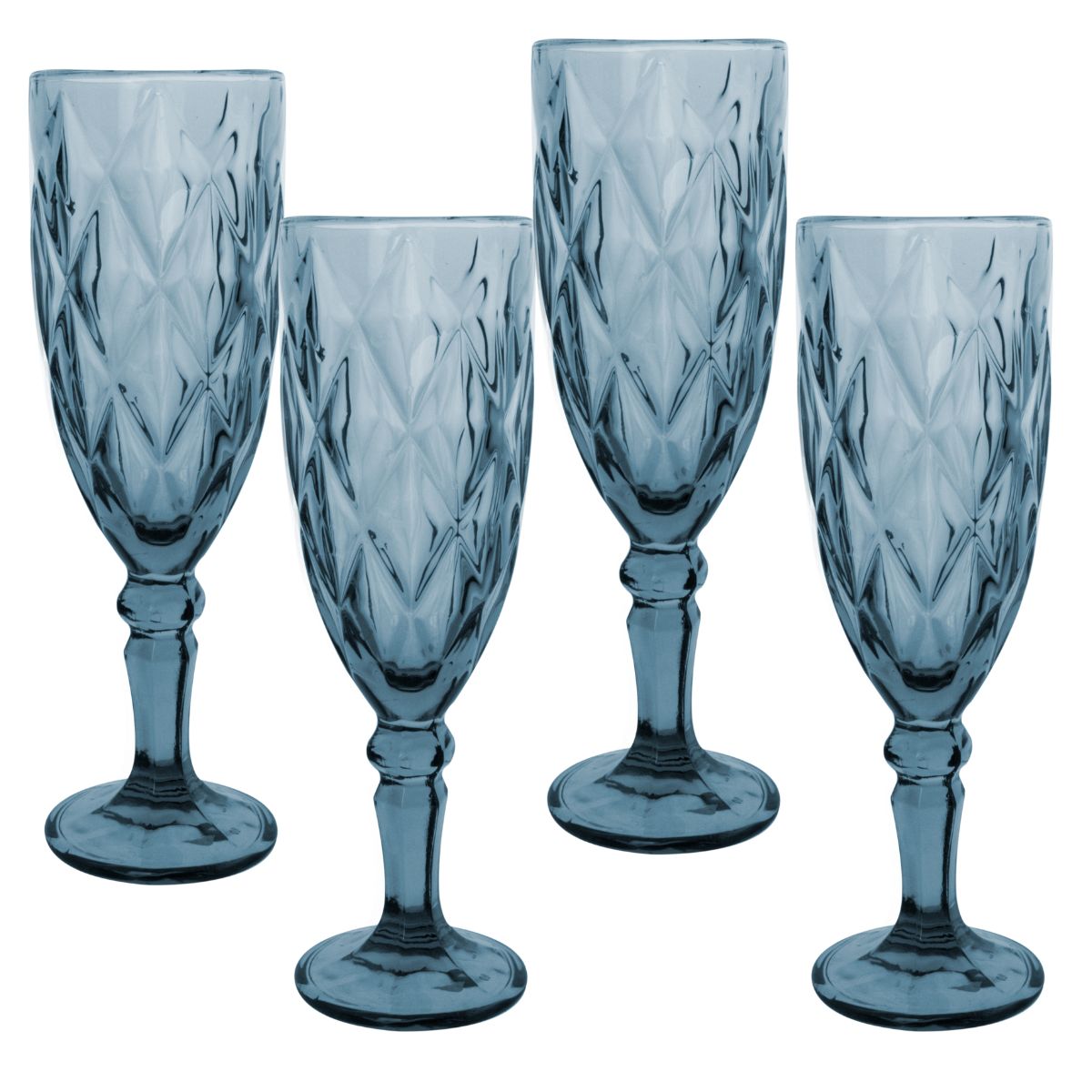 Copas de Vidrio Vittori Azules Cristal  4 Piezas