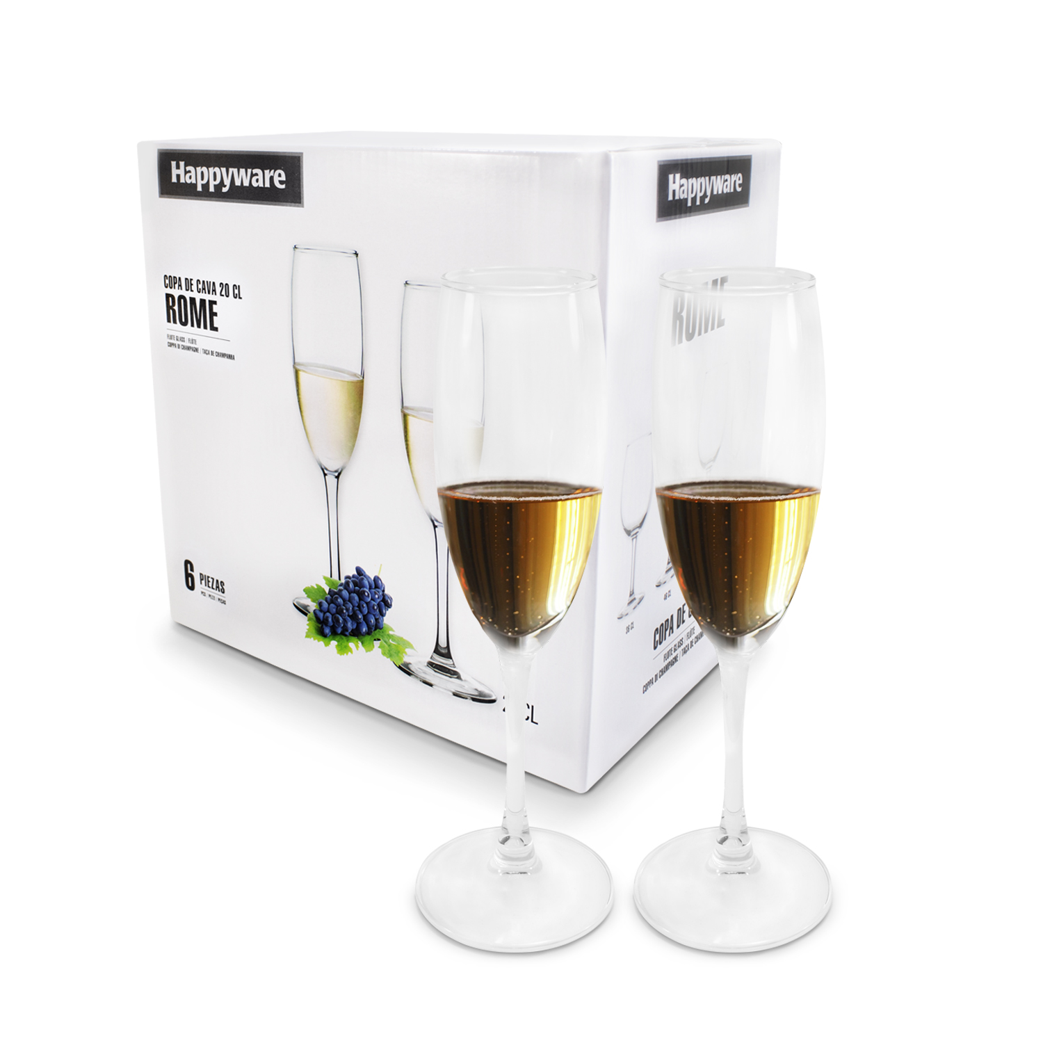 Foto 2 pulgar | Juego De 6 Copas De Champagne 200 Ml