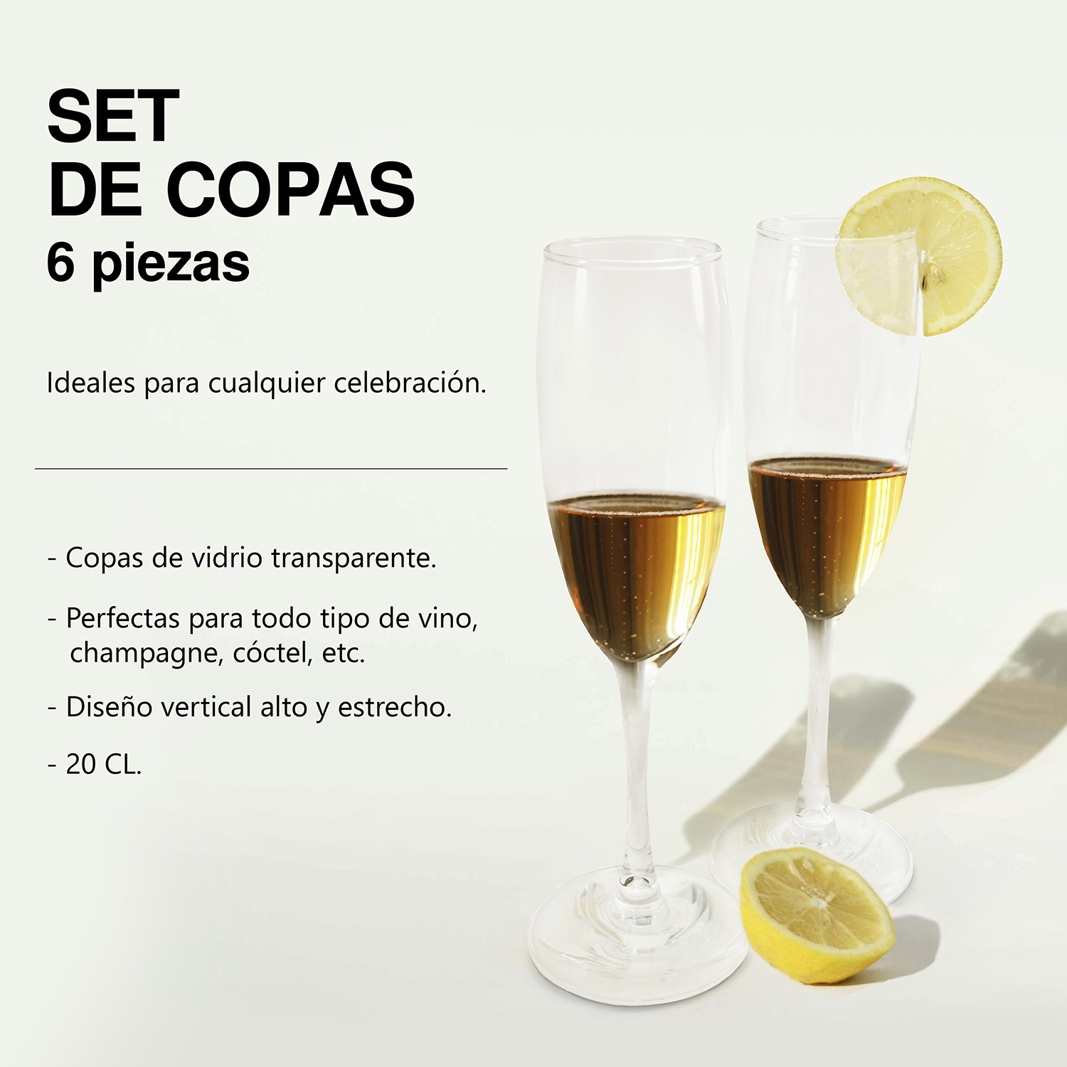 Foto 4 | Juego De 6 Copas De Champagne 200 Ml