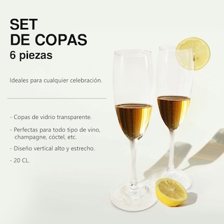 Foto 4 | Juego De 6 Copas De Champagne 200 Ml