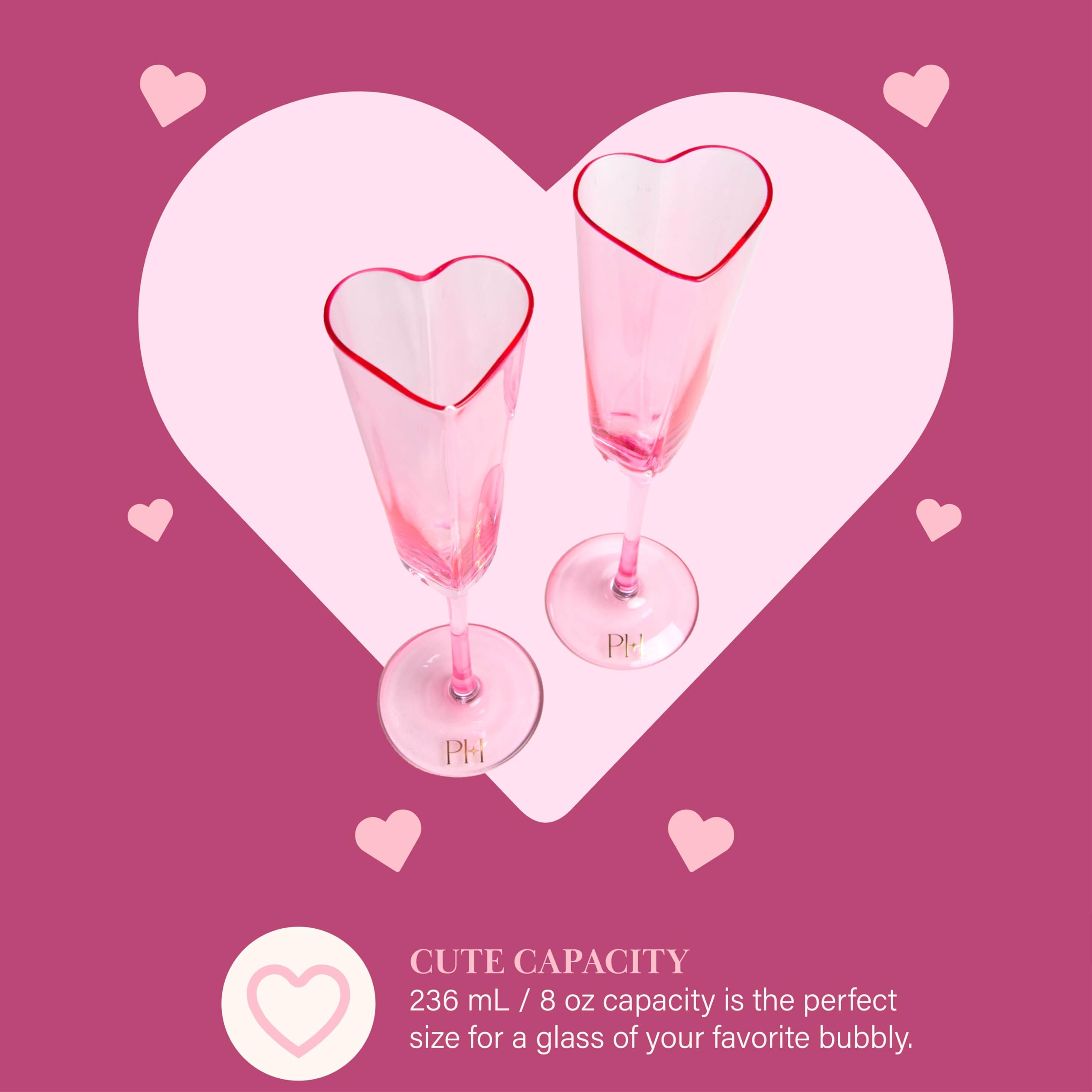 Foto 5 pulgar | Set De Regalo Para Flautas De Champán Paris Hilton En Forma De Corazón  160 Ml  2 Unidades - Venta Internacional.